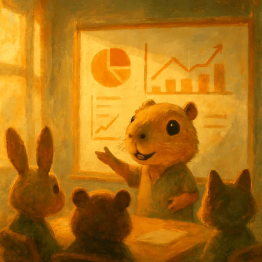 Orso the capybara giving a presentation